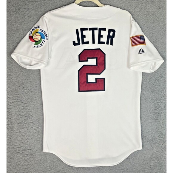 VTG Majestic Authentic Jersey Derek Jeter #2 Team USA 2006 WBC Mens 38 S/M White - Picture 1 of 10